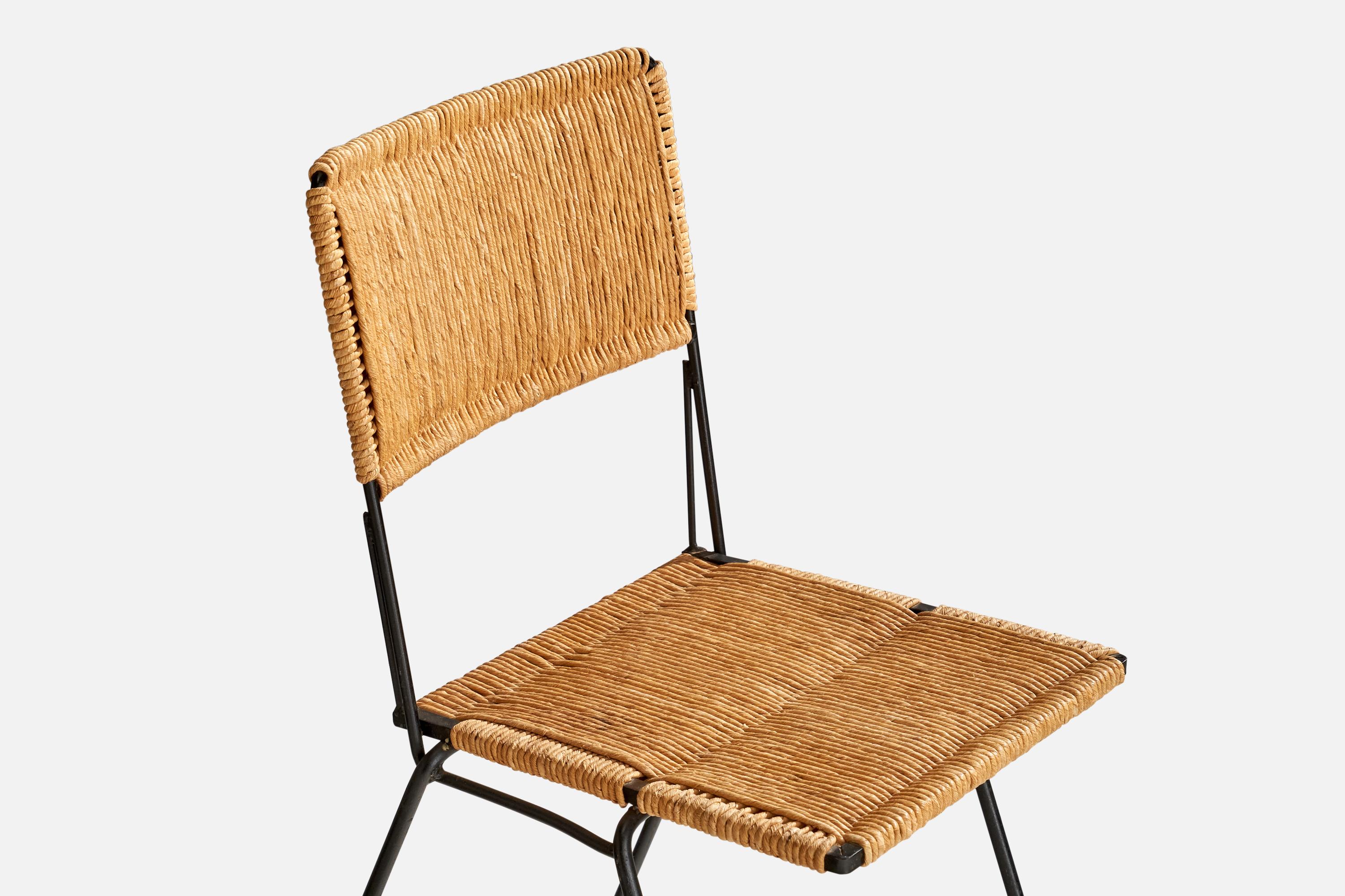 Milieu du XXe siècle Don Ward, chaise d'appoint, fer, corde, États-Unis, années 1950 en vente
