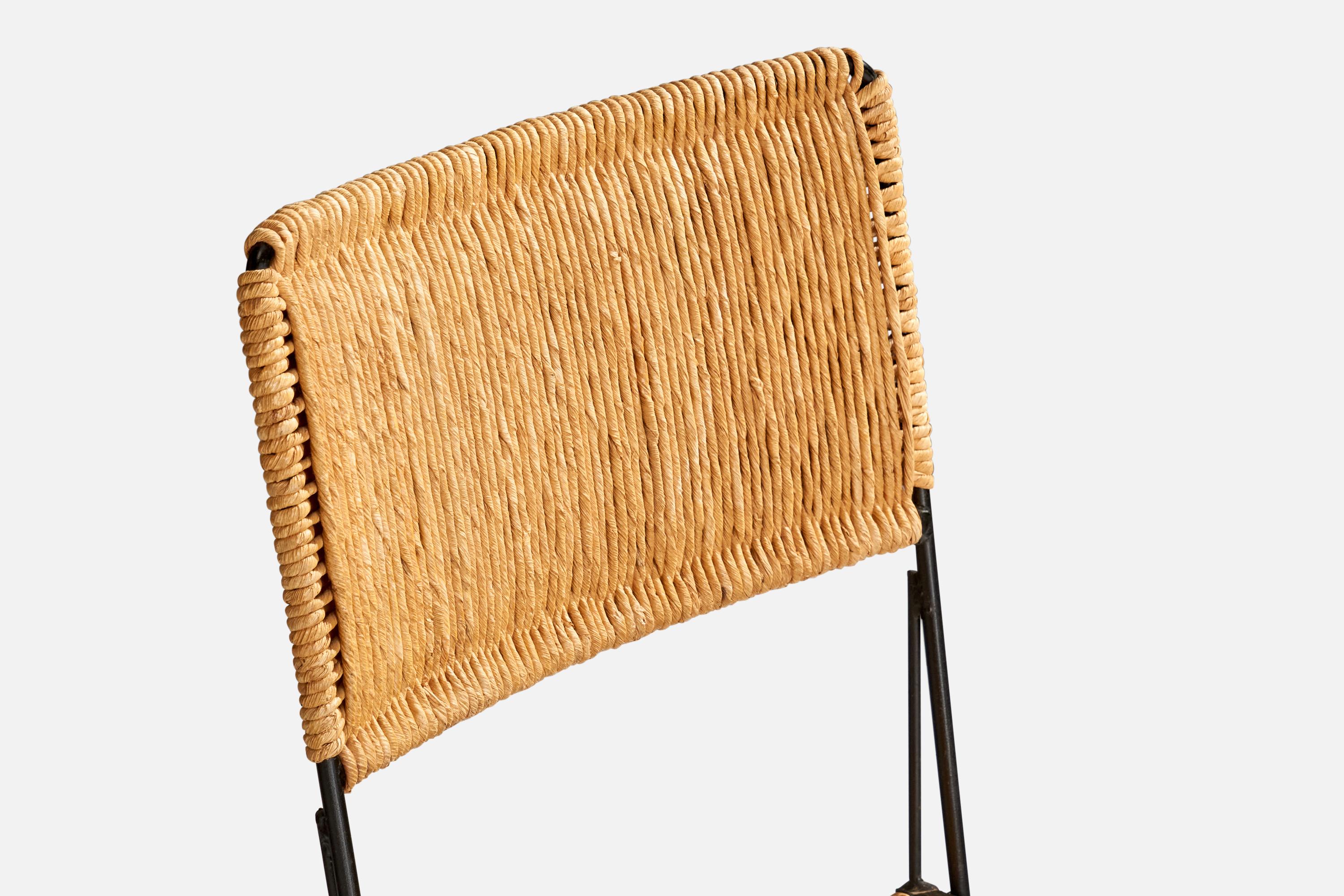 Corde Don Ward, chaise d'appoint, fer, corde, États-Unis, années 1950 en vente