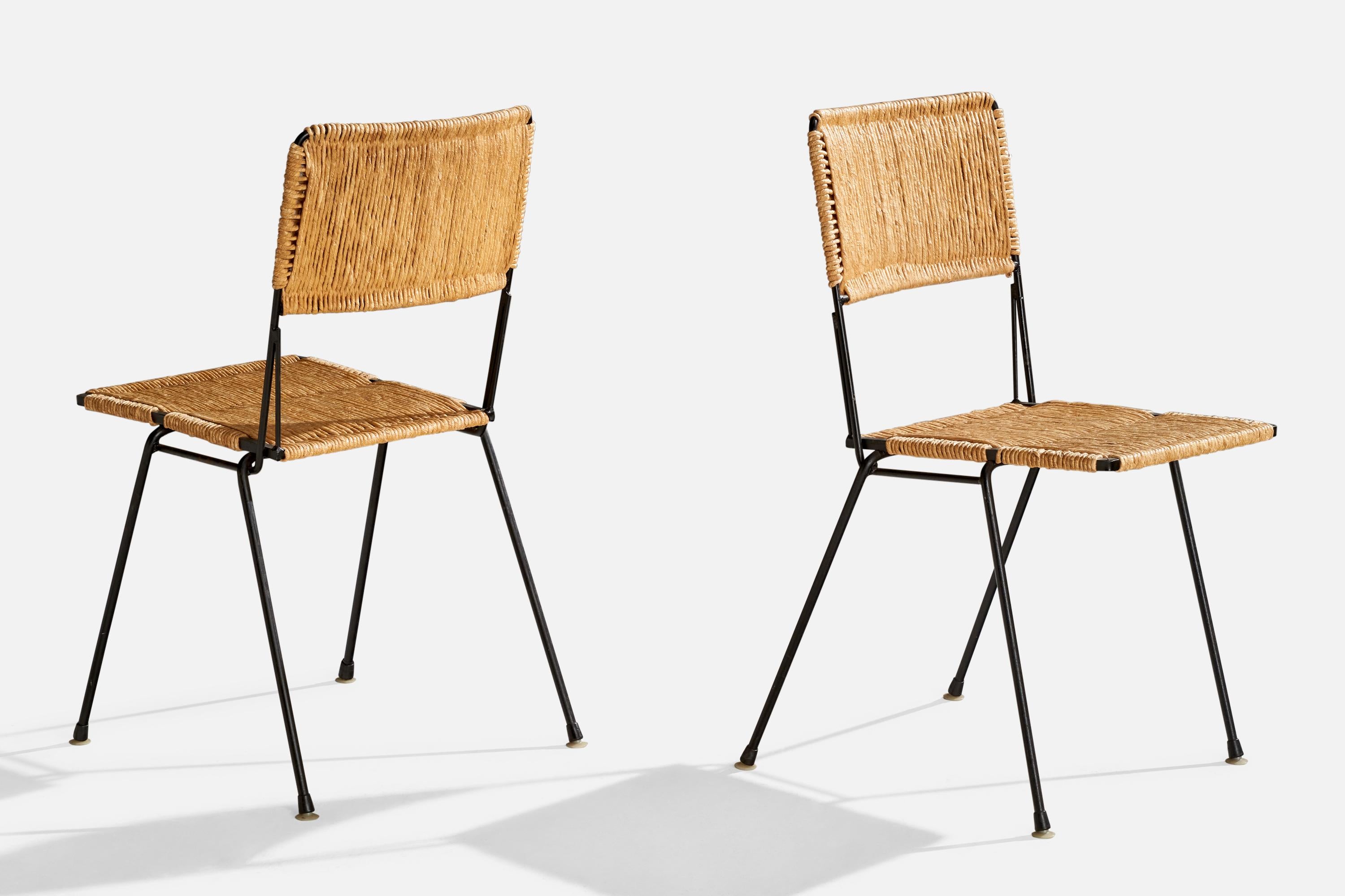 Américain Don Ward, chaises d'appoint, fer, corde, États-Unis, années 1950 en vente