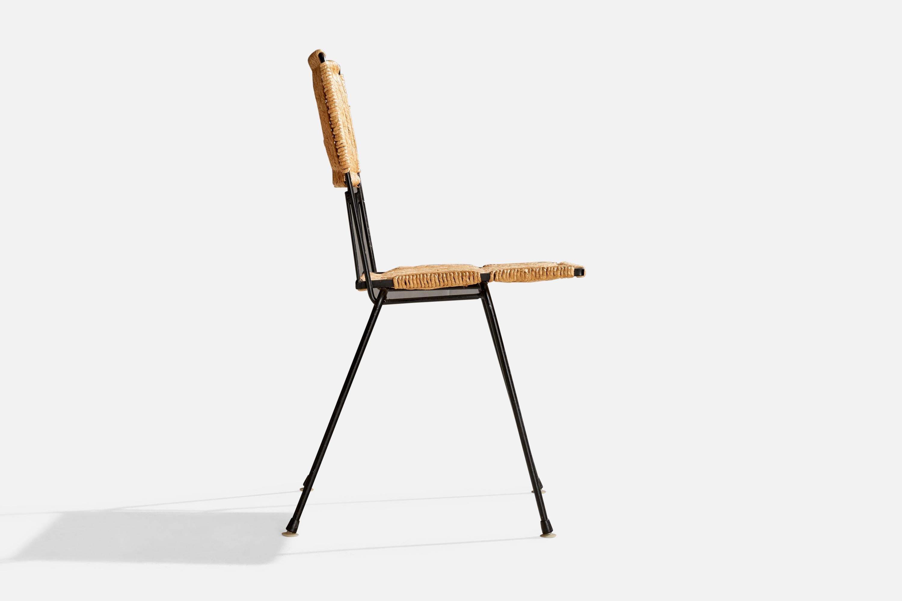 Milieu du XXe siècle Don Ward, chaises d'appoint, fer, corde, États-Unis, années 1950 en vente