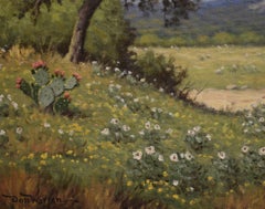 "LE TEXAS SOUS SON MEILLEUR JOUR"  POPPIES, OAKS, WILDFLOWERS CACTUS HILL COUNTRY
