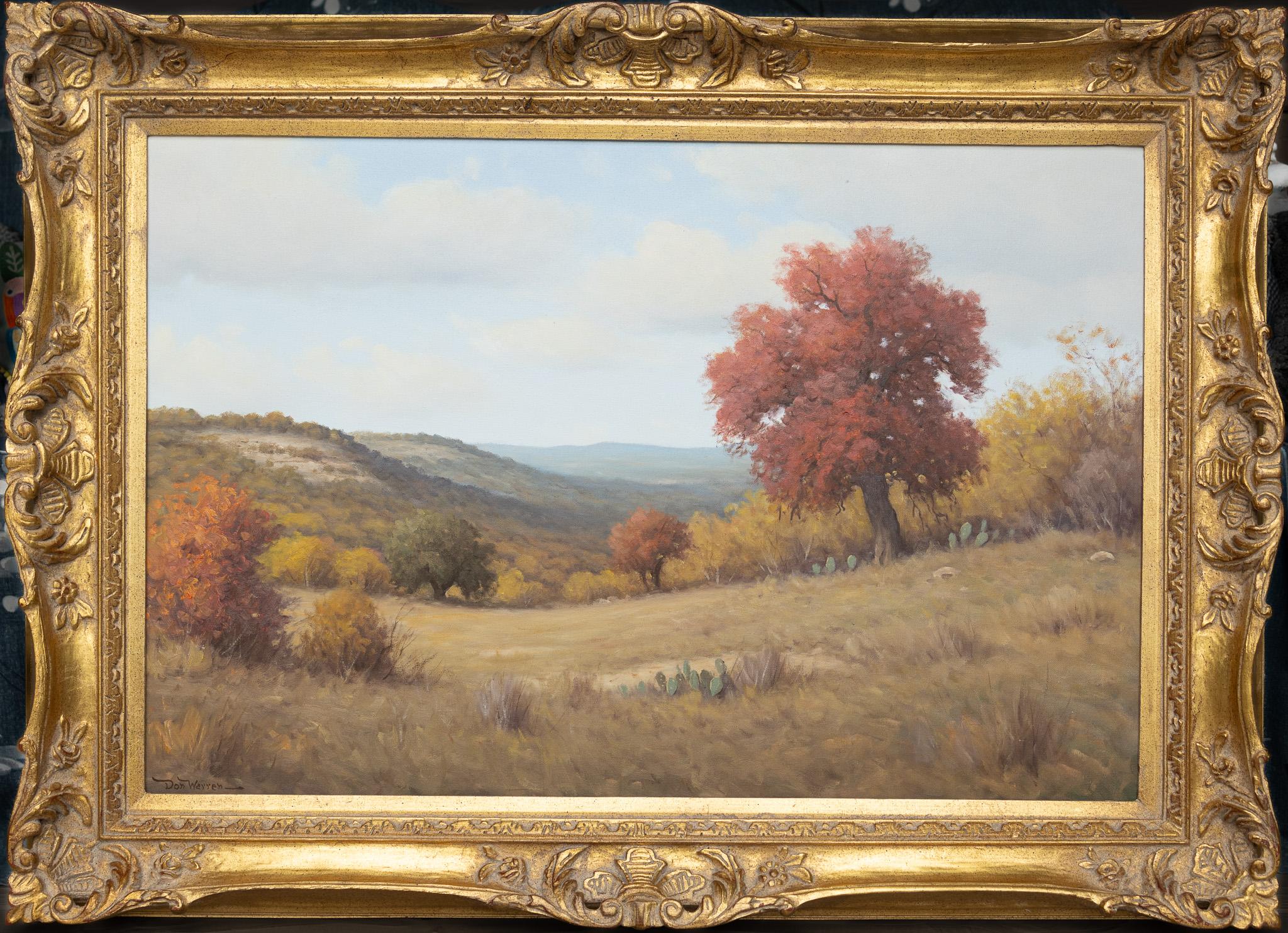 Paesaggio autunnale del Texas Olio su tela dipinto da Don Warren in vendita 1