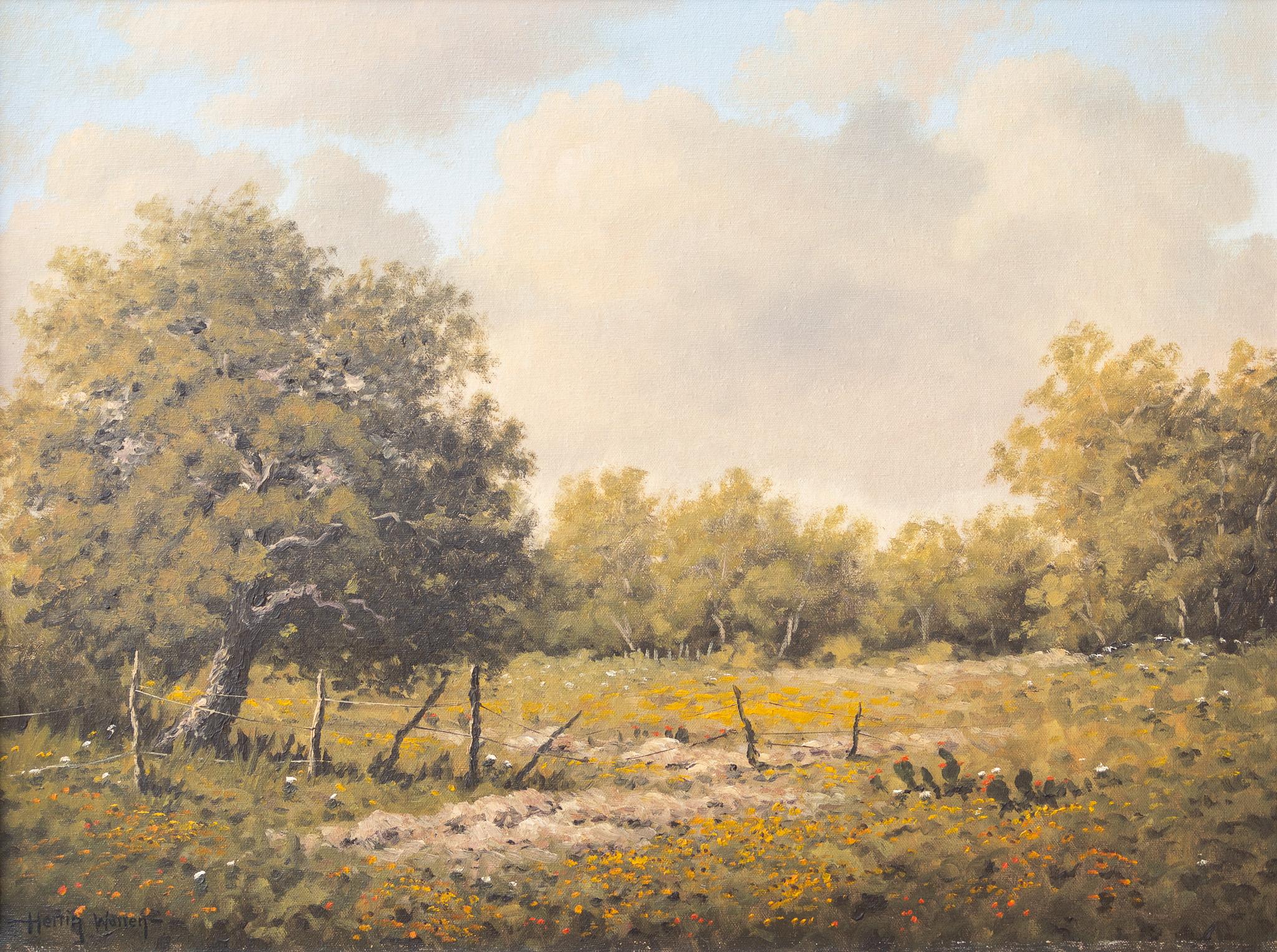Don Warren Landscape Painting - Texas Landscape with Yellow Wildflowers