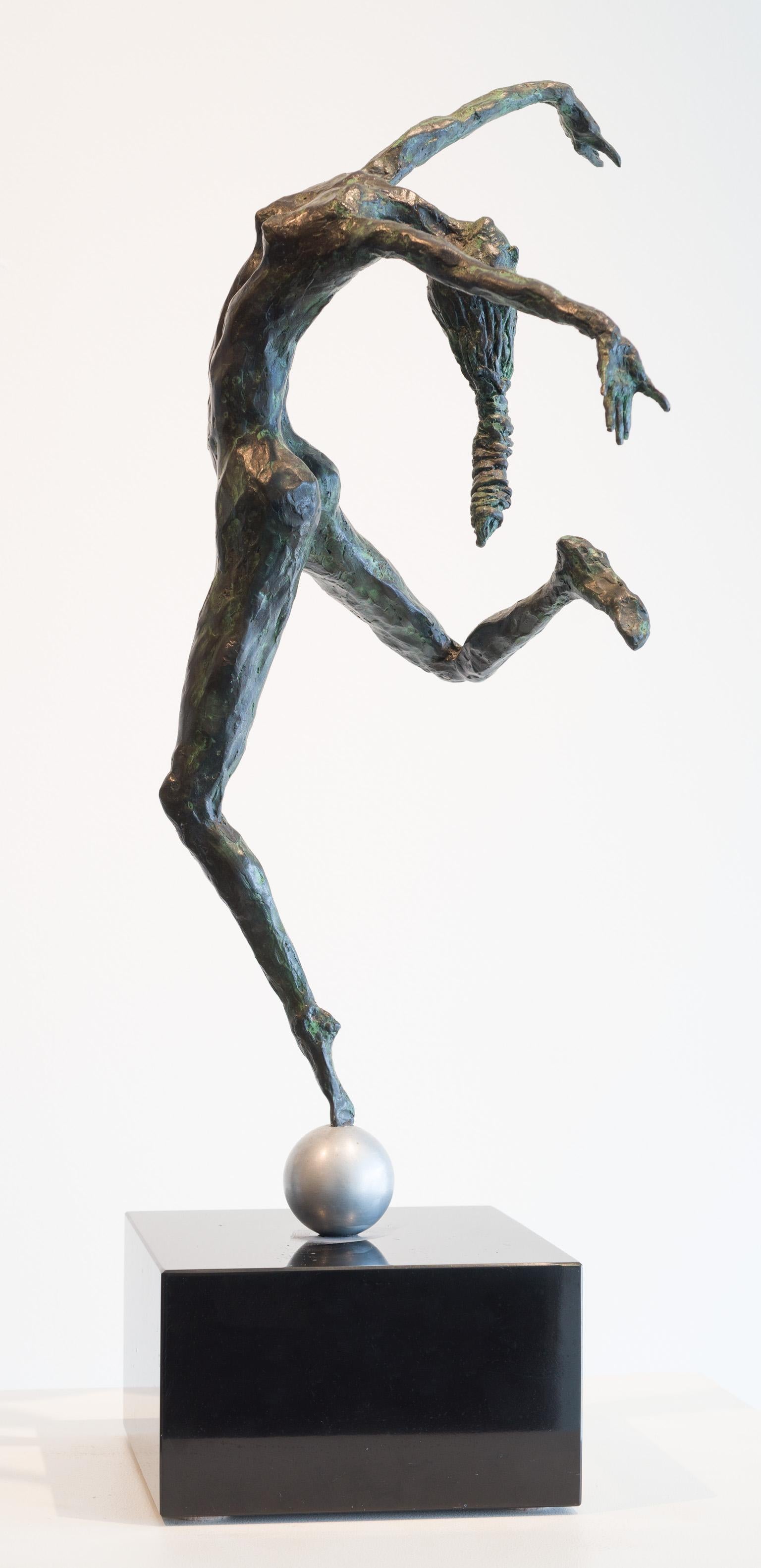 Dancer on Aluminum Ball - Sculpture by Don Wilks