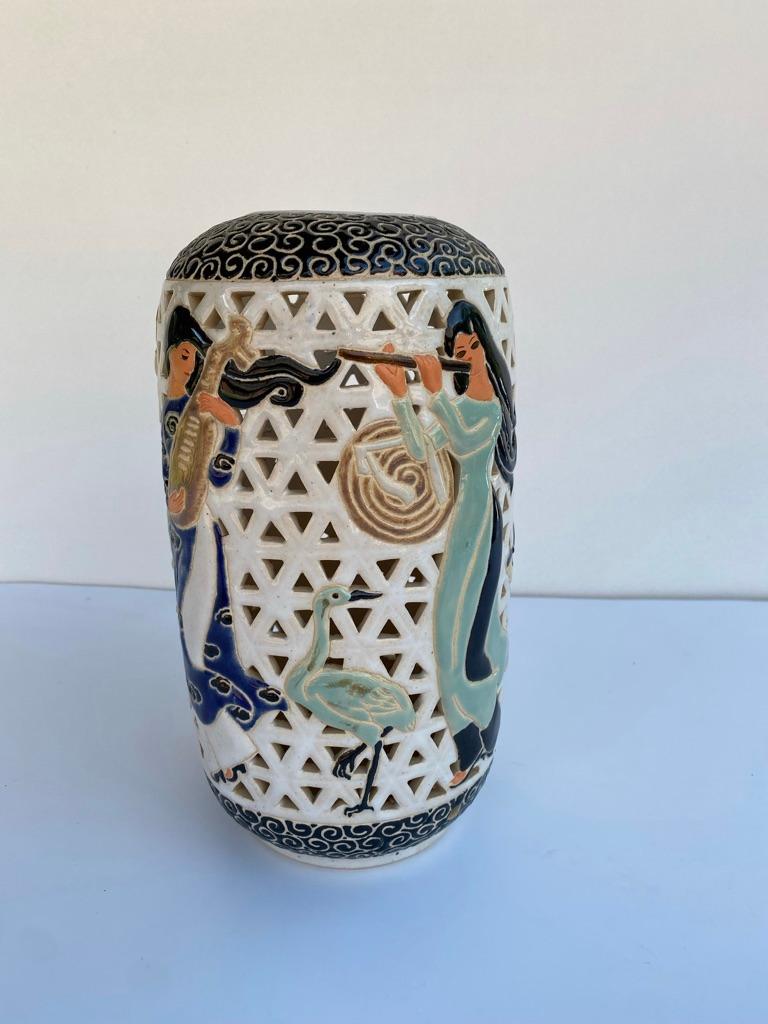 Glazed Dona Ceramics Vietnam 1940's Ceramic Lantern For Sale