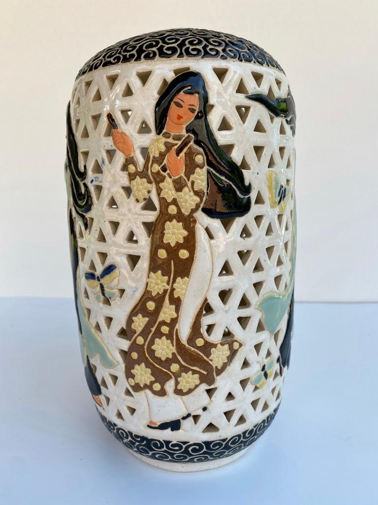 Mid-20th Century Dona Ceramics Vietnam 1940's Ceramic Lantern For Sale