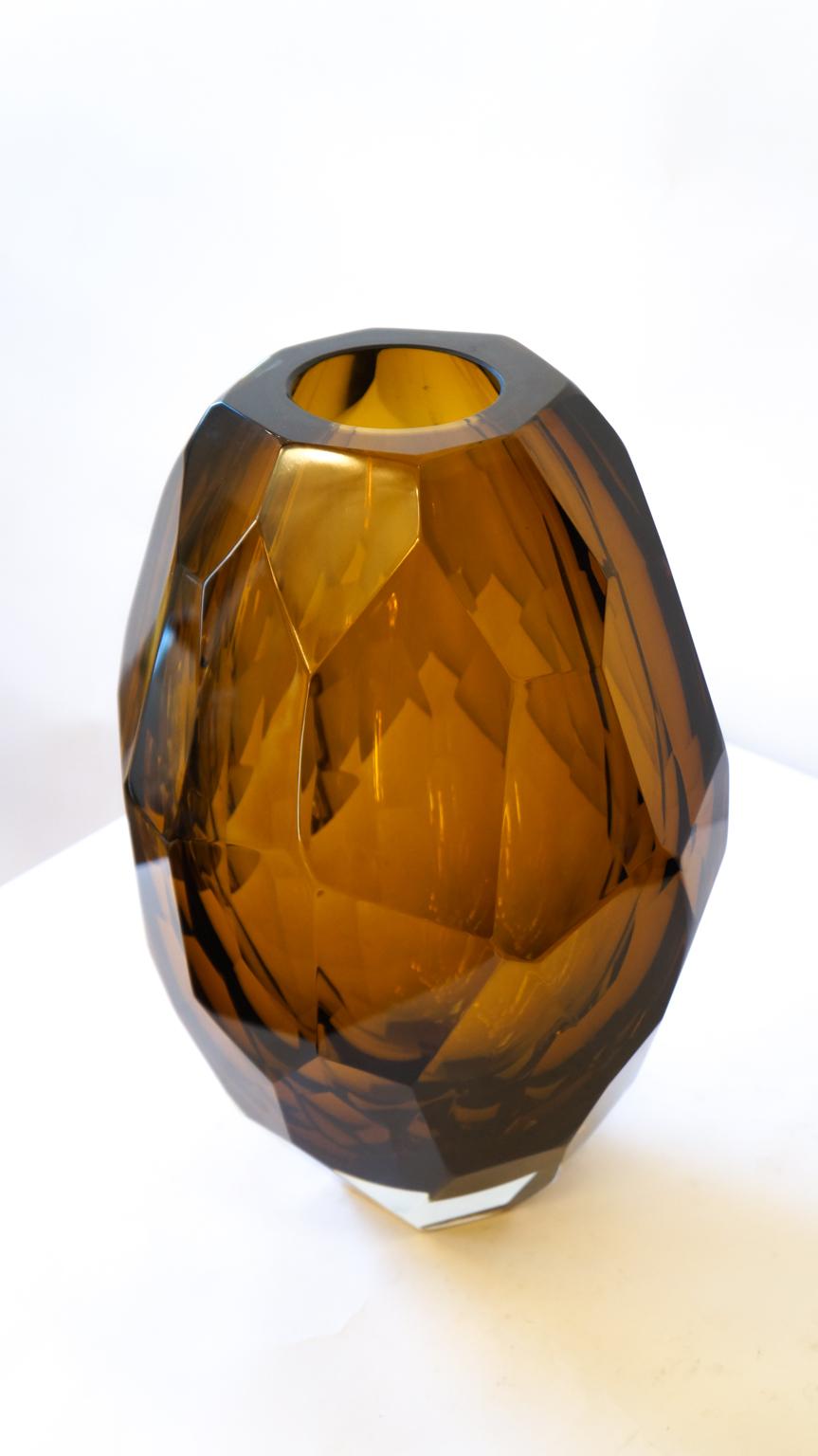 Donà Furnace Mid-Century Modern Amber Molato Drei Vasen aus Murano-Glas, 1998er Jahre im Angebot 8