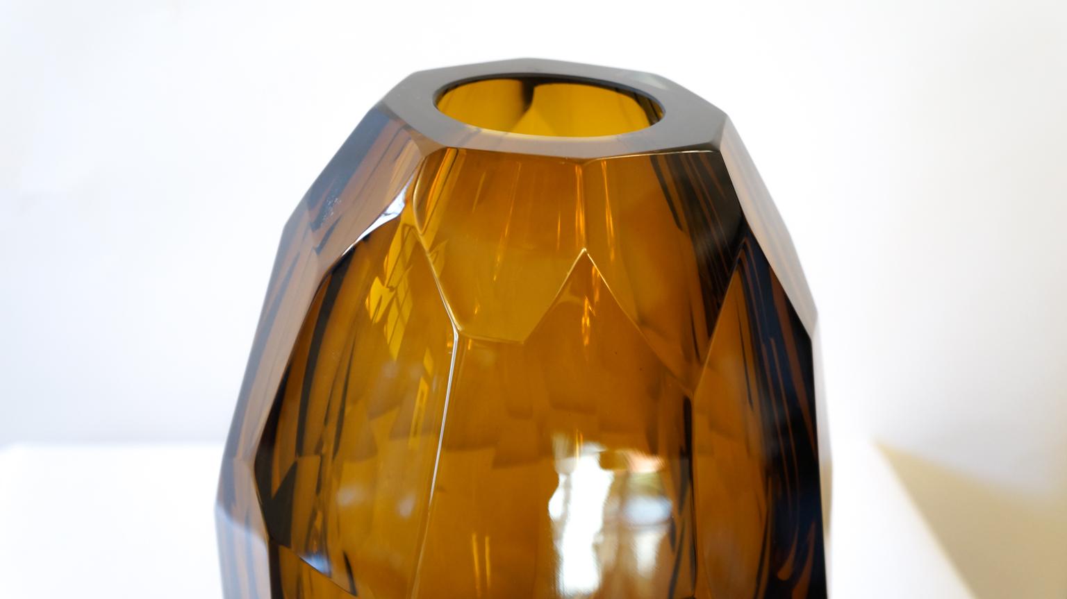 Donà Furnace Mid-Century Modern Amber Molato Drei Vasen aus Murano-Glas, 1998er Jahre im Angebot 9