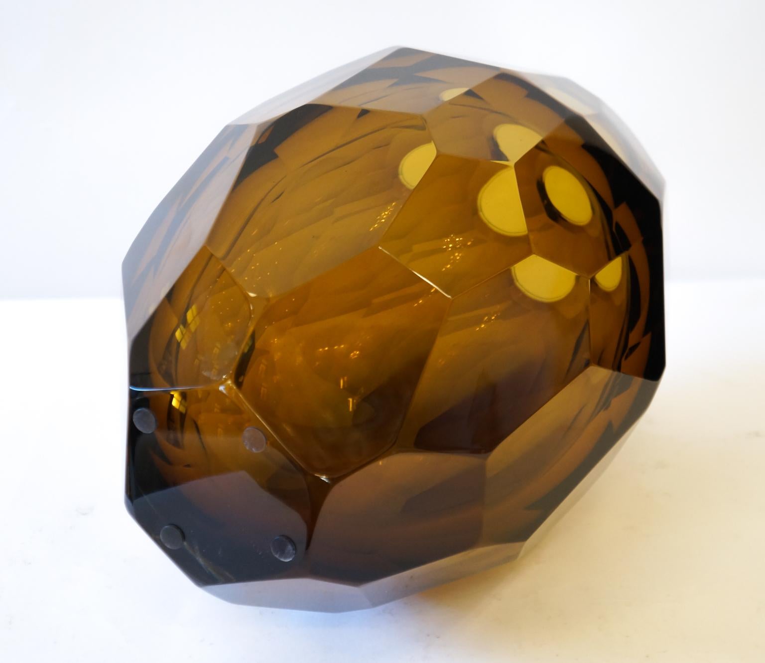 Horno Donà Moderno de mediados de siglo Ámbar Molato Tres jarrones de cristal de Murano, 1998s en venta 11