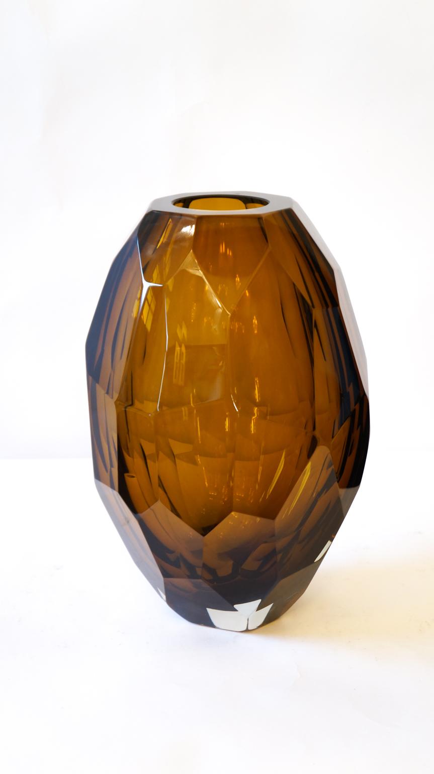 Horno Donà Moderno de mediados de siglo Ámbar Molato Tres jarrones de cristal de Murano, 1998s en venta 12