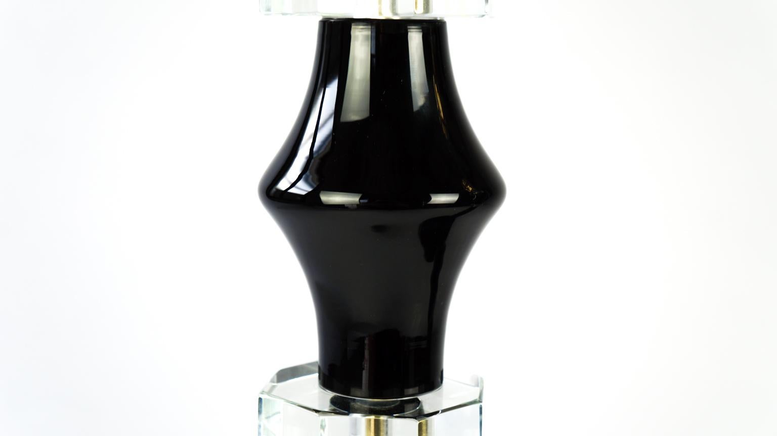 Donà Furnace Mid-Century Modern Black Two of Murano Glass Table Lamps, 1978 For Sale 7