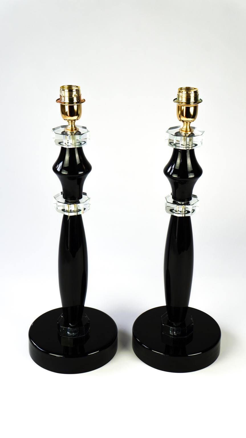 Donà Furnace Mid-Century Modern Black Two of Murano Glass Table Lamps, 1978 For Sale 10