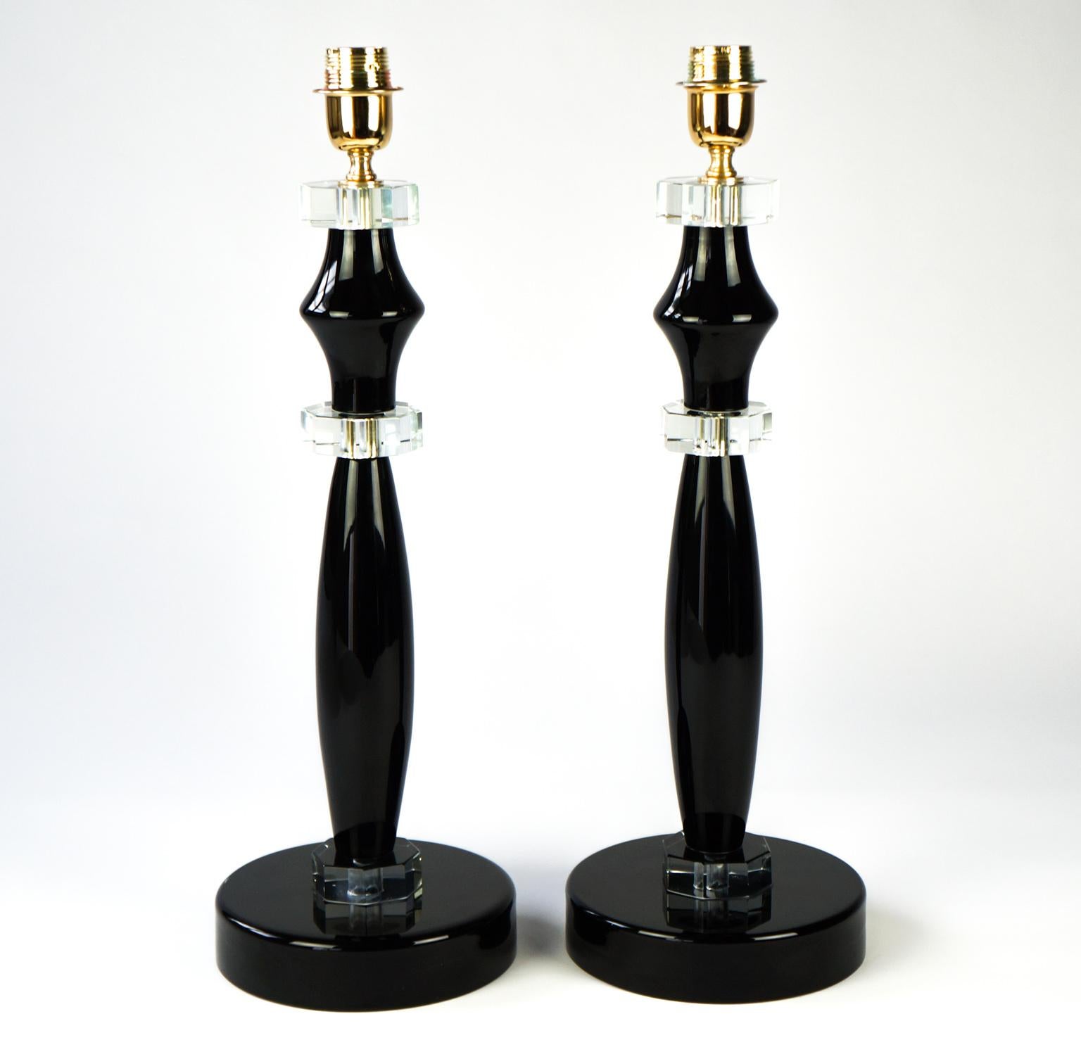 Donà Furnace Mid-Century Modern Black Two of Murano Glass Table Lamps, 1978 For Sale 12