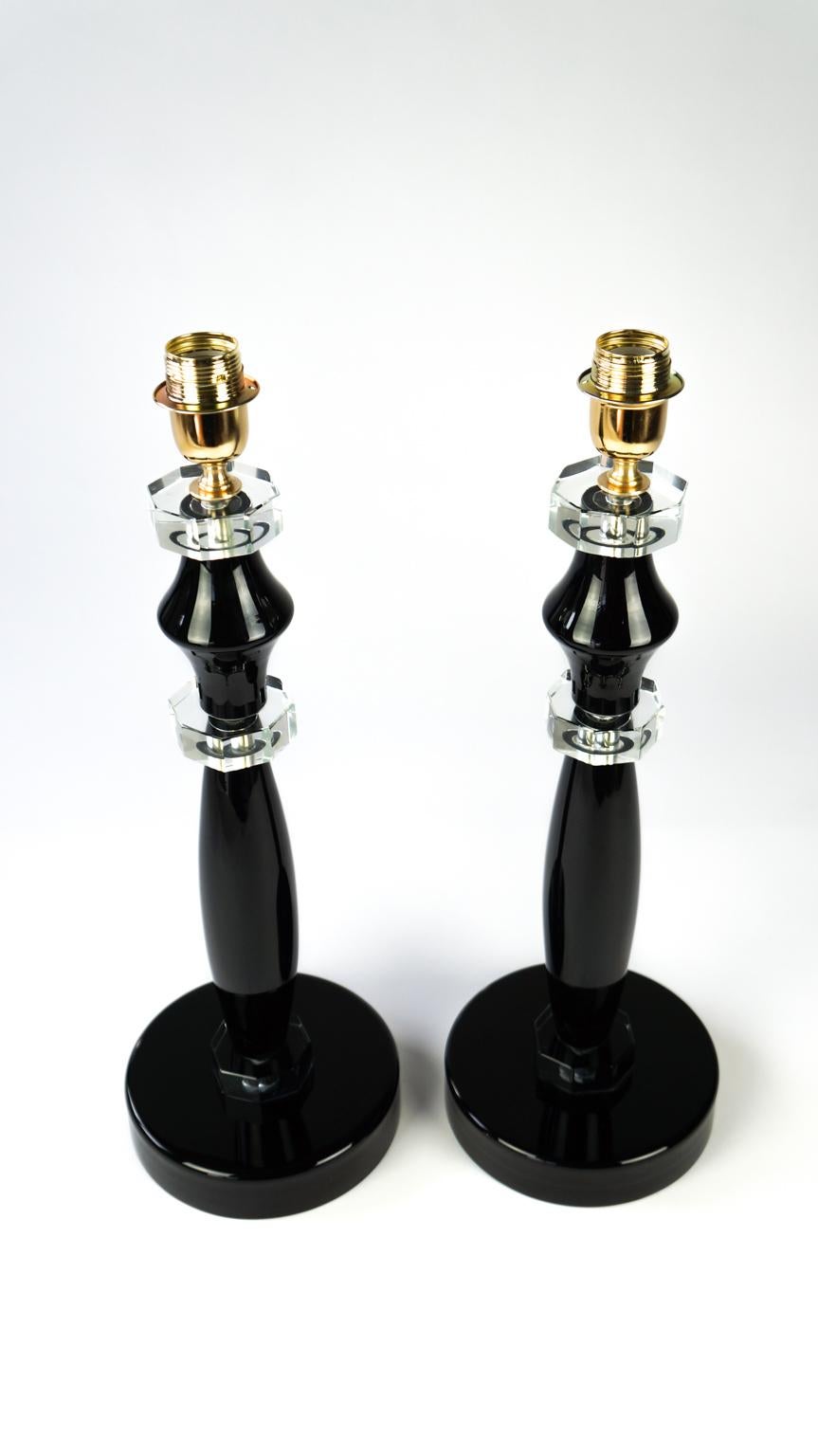 Donà Furnace Mid-Century Modern Black Two of Murano Glass Table Lamps, 1978 For Sale 13