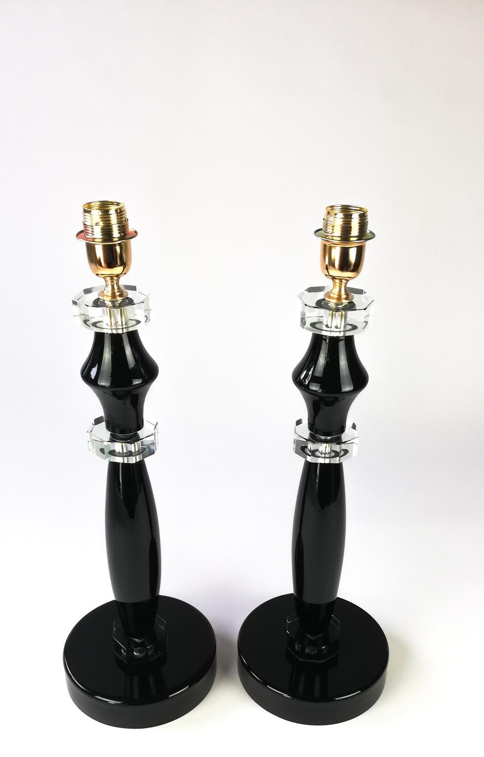 Donà Furnace Mid-Century Modern Black Two of Murano Glass Table Lamps, 1978 For Sale 14