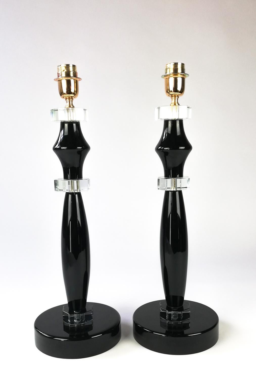 Donà Furnace Mid-Century Modern Black Two of Murano Glass Table Lamps, 1978 For Sale 15