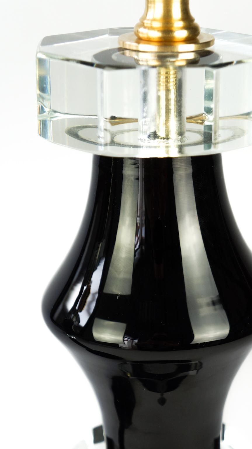 Donà Furnace Mid-Century Modern Black Two of Murano Glass Table Lamps, 1978 For Sale 3