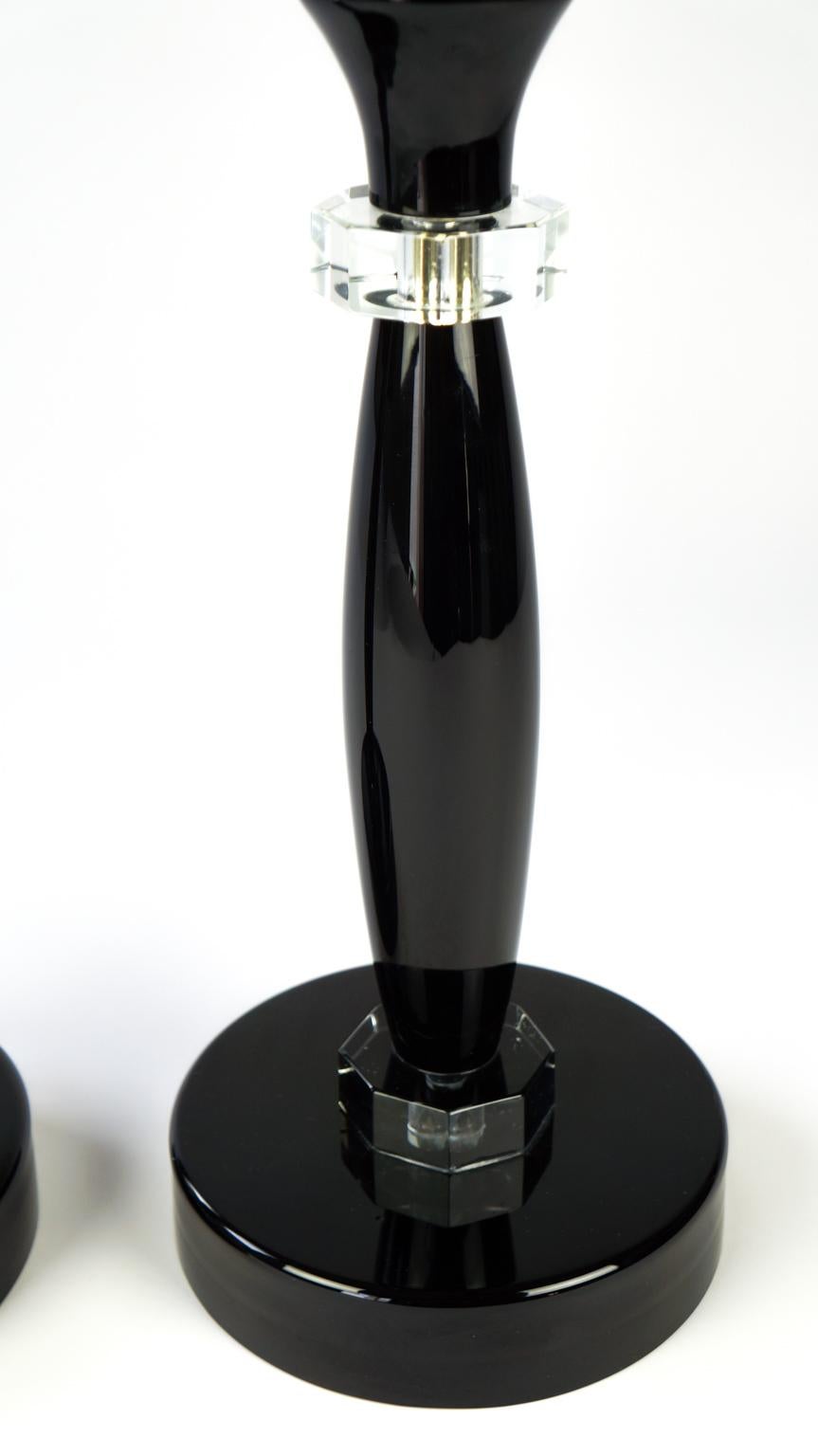 Donà Furnace Mid-Century Modern Black Two of Murano Glass Table Lamps, 1978 For Sale 4