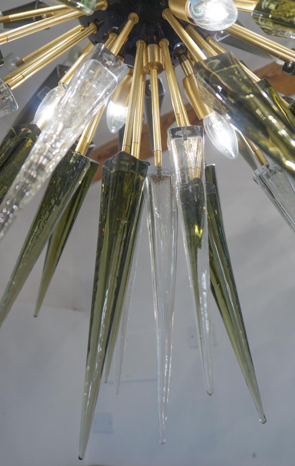 Dona Furnace Mid-Century Modern Crystal Grey Murano Glass Chandelier Sputnik For Sale 7