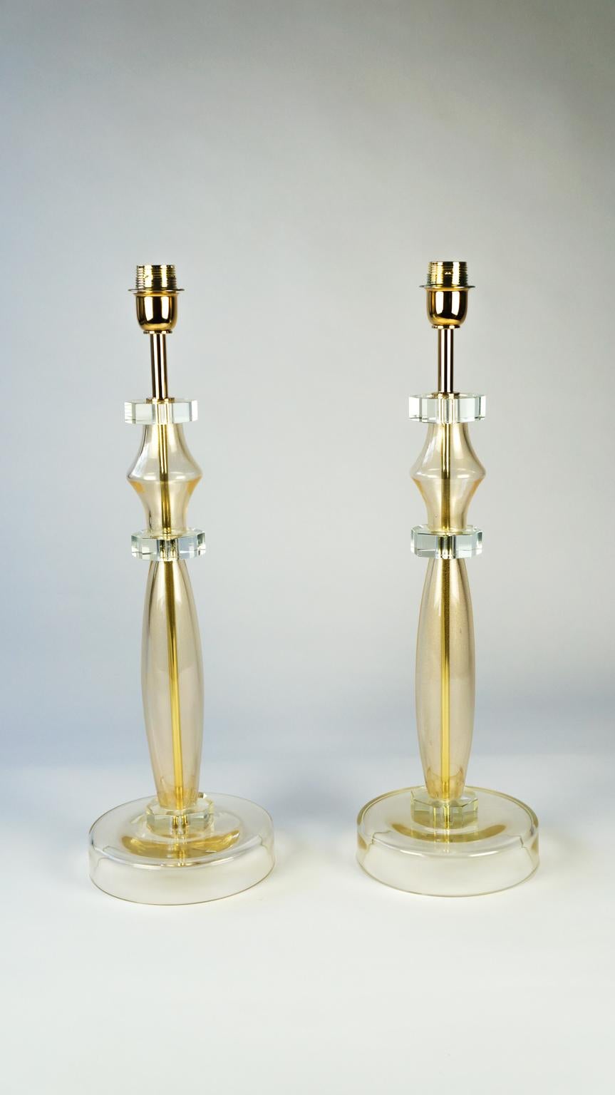 Donà Furnace Mid-Century Modern Gold Leaf Two of Murano Glass Table Lamps, 1978 For Sale 5
