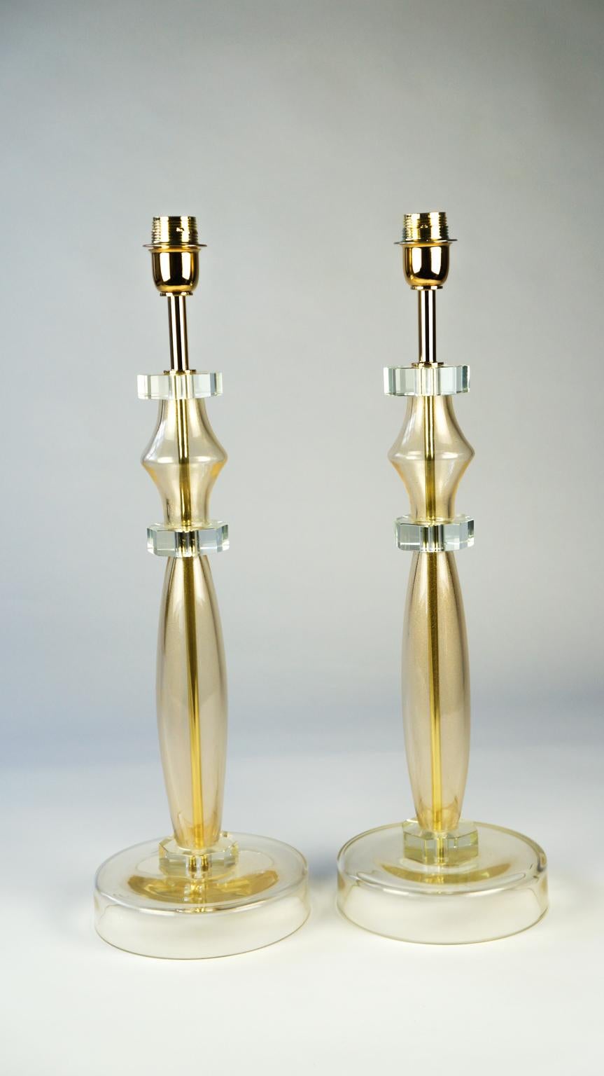 Donà Furnace Mid-Century Modern Gold Leaf Two of Murano Glass Table Lamps, 1978 For Sale 9