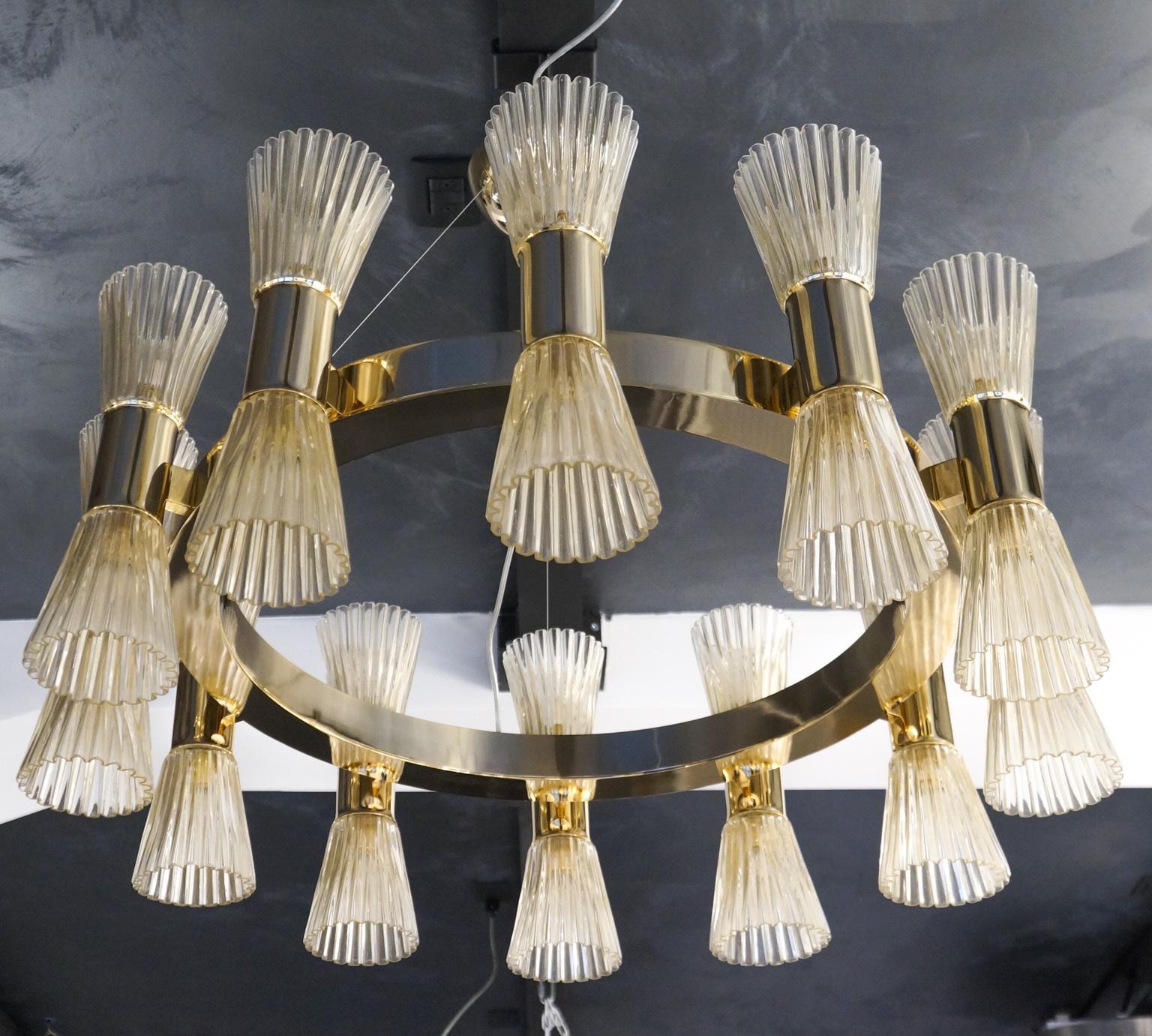 Dona Furnace Lampadario rotondo in vetro di Murano dorato della metà del secolo scorso, 1998 in vendita 3