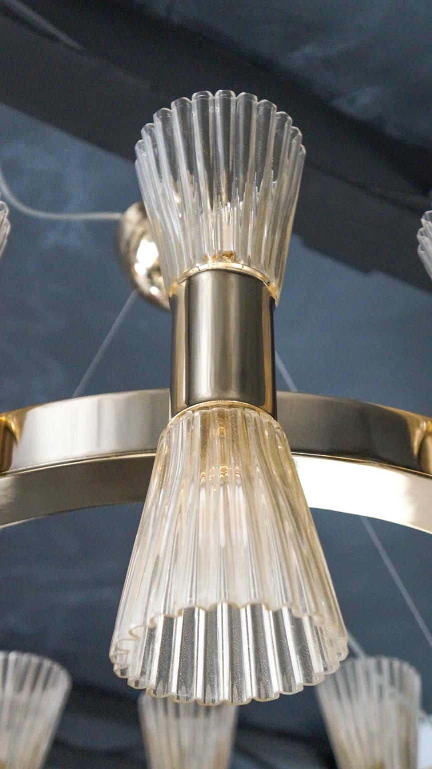 Dona Furnace Lampadario rotondo in vetro di Murano dorato della metà del secolo scorso, 1998 in vendita 7