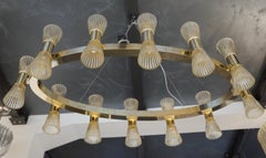 Dona Furnace Mid-Century Modern Gold Murano Glass Chandelier Oval, 1998