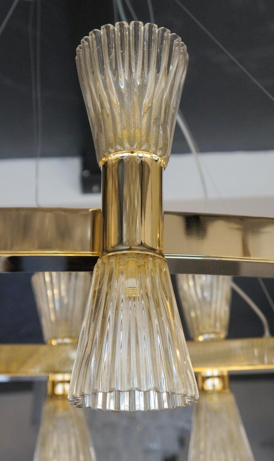 Italian Dona Furnace Mid-Century Modern Gold Murano Glass Chandelier Oval, 1998 For Sale