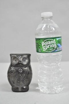 Dona Rosa Barro Negro Black Pottery 4" Carved Owl Figurine Mid Century Modern