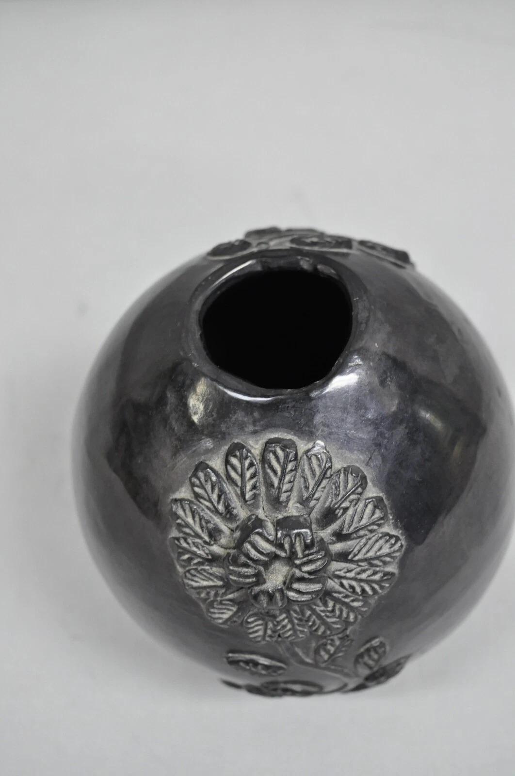 Sconosciuto Vaso per boccioli di fiori Dona Rosa Barro Negro in ceramica nera da 5