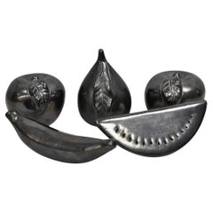 Dona Rosa Barro Negro Black Pottery Fruit Mexico Mid Century Modern - 5 Pcs
