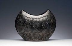 Dona Rosa Signed Black Pottery Vase Oaxaco, Mexico
