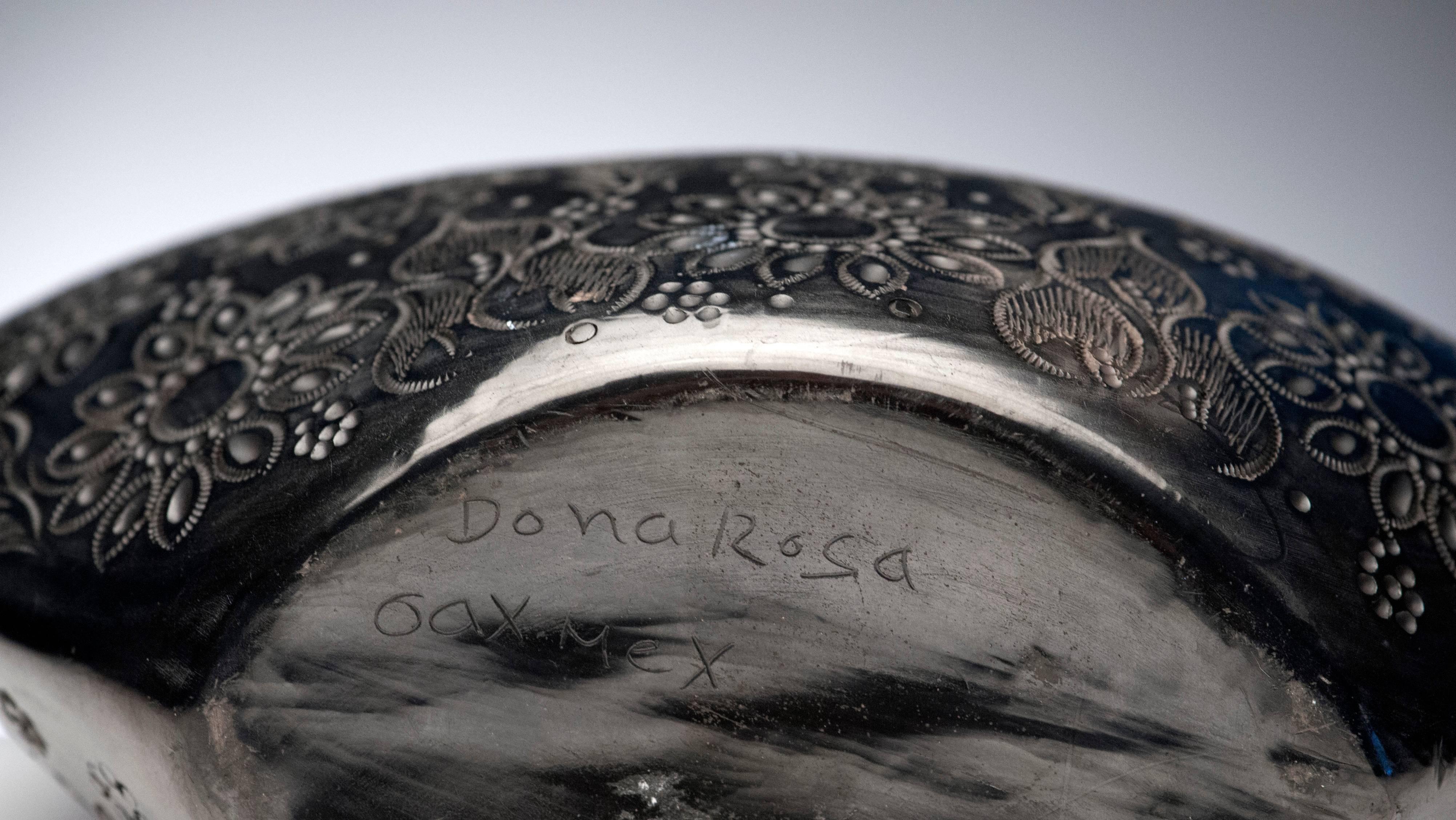 Late 20th Century Dona Rosa Signed Black Pottery Vase Oaxaco, Mexico