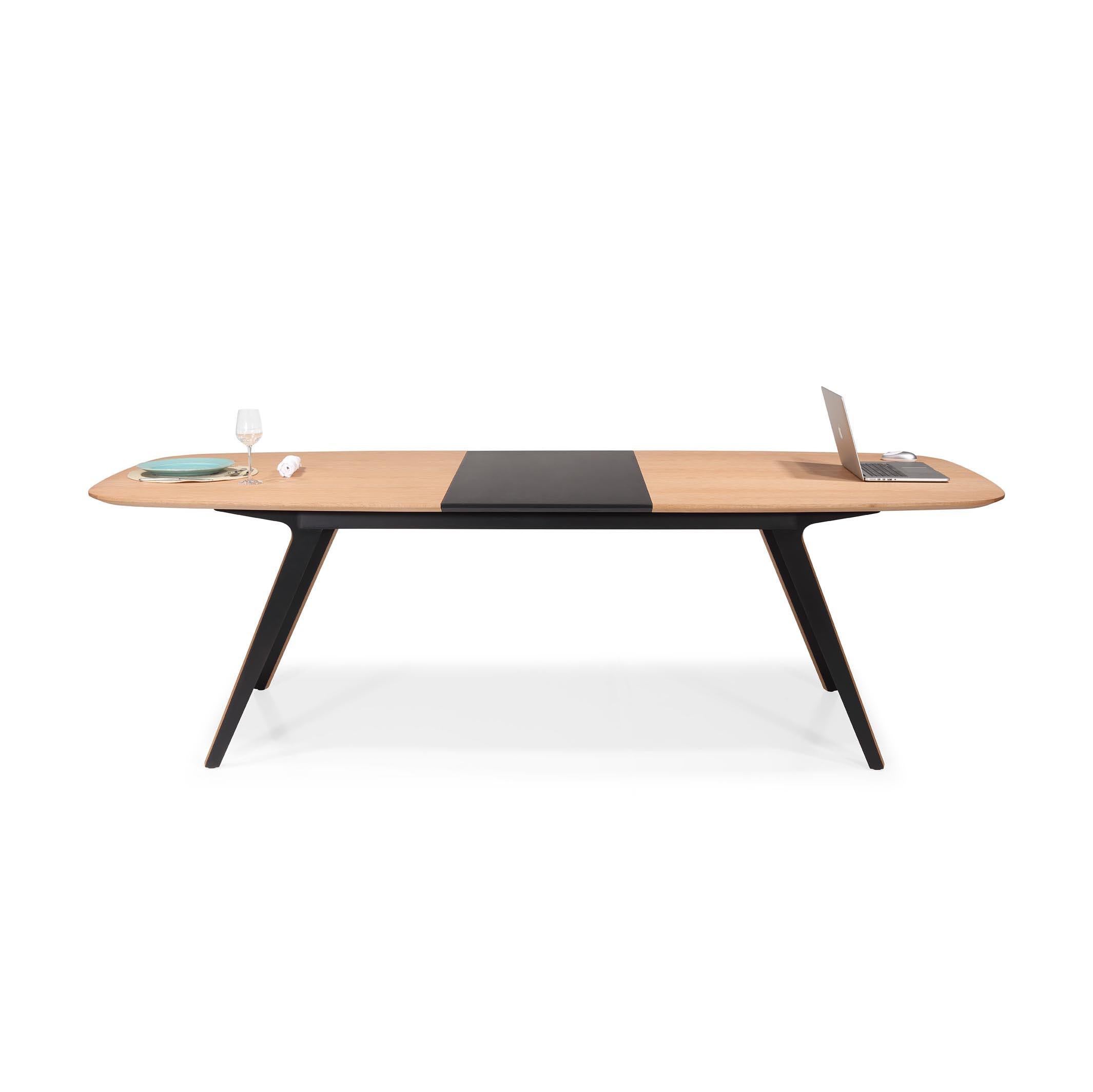 Portugais Table extensible Dona Bois Oak et noir en vente