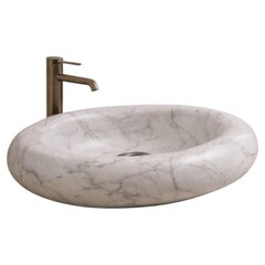 Dona Unique Wash Basin in Carved White Marble by Andres Monnier