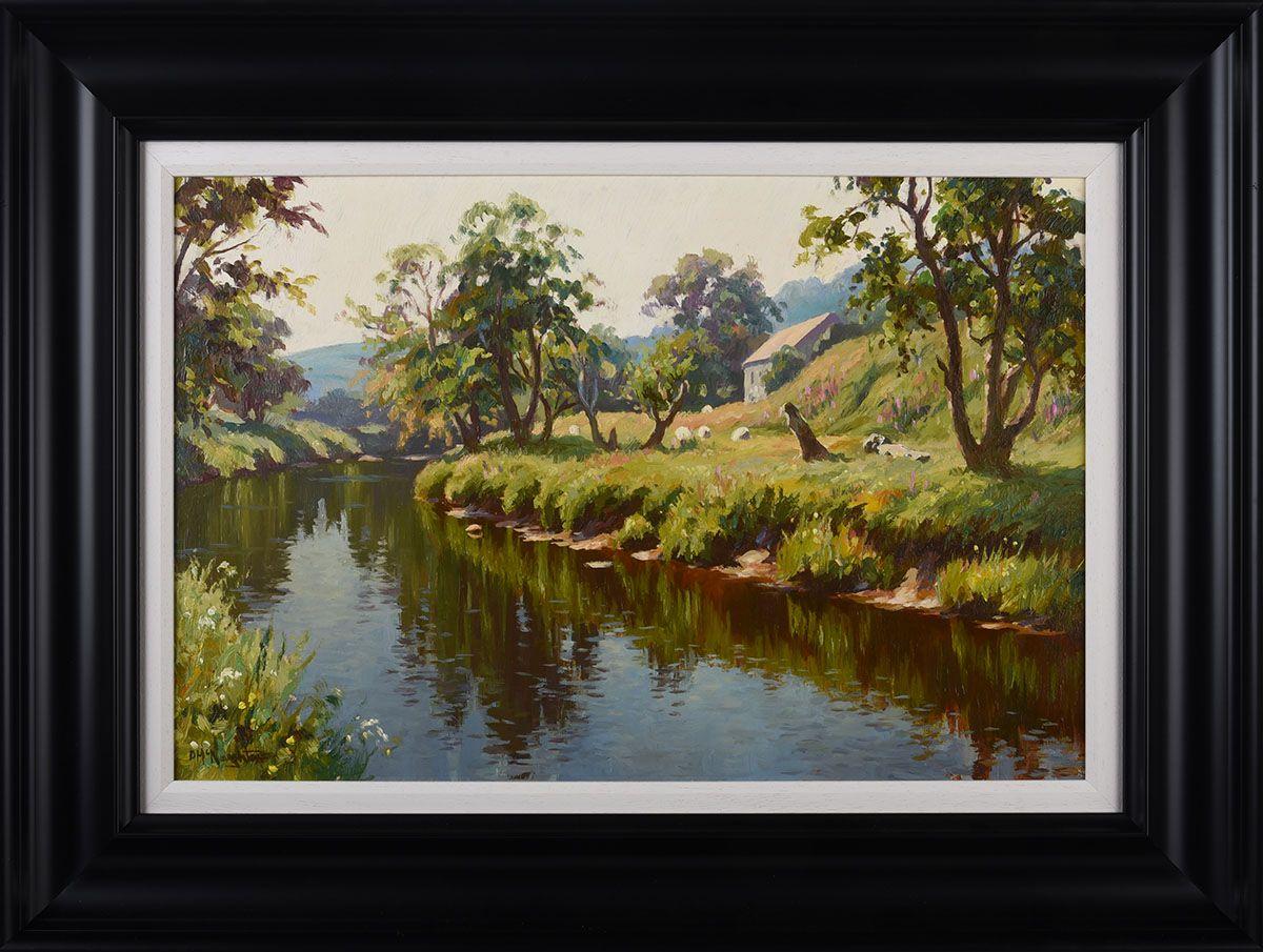 Flusslandschaft im County Antrim in Nordirland von Contemporary Irish Artist (Land), Painting, von Donal McNaughton