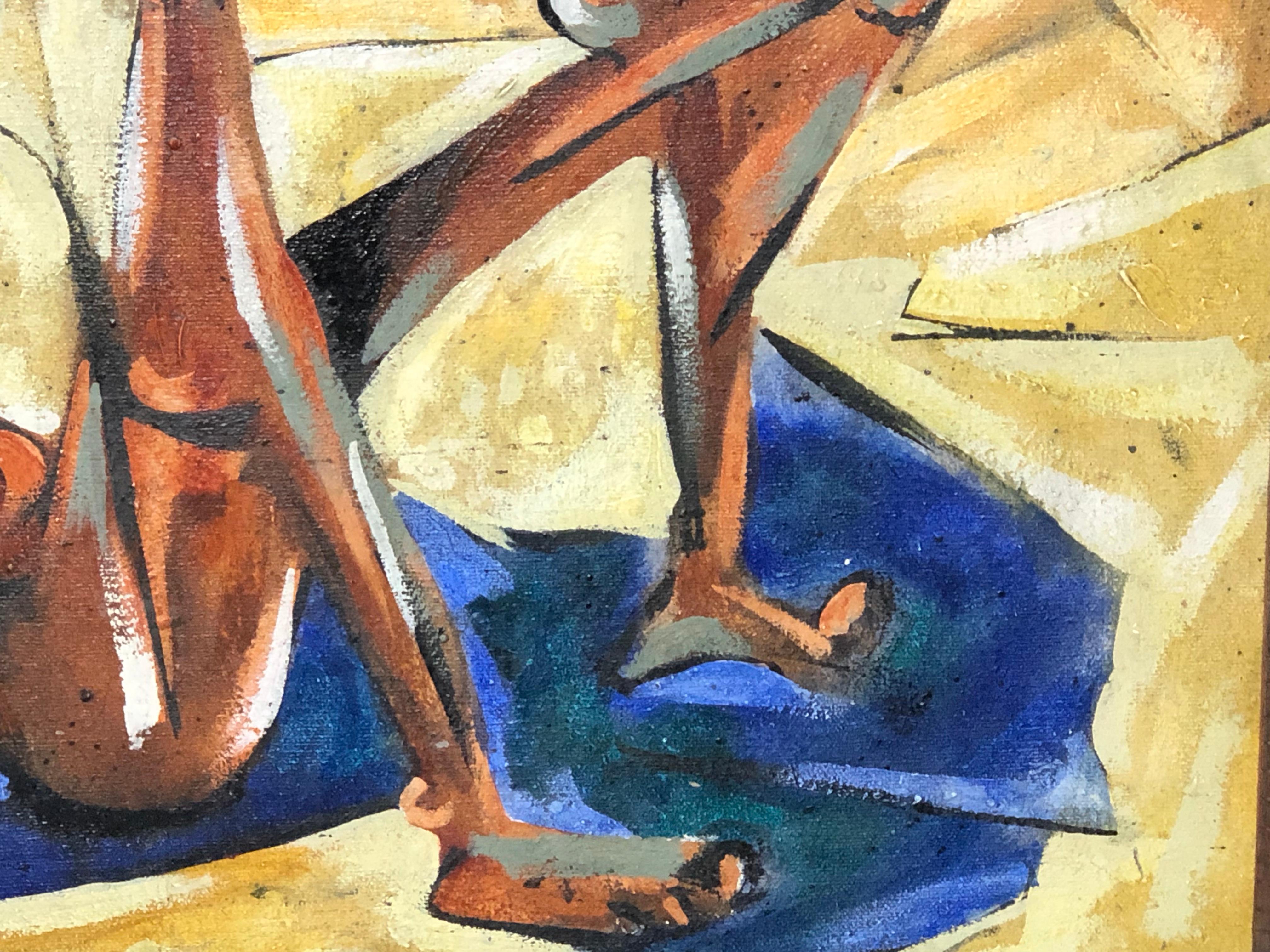 Futurist Donald Alvin Jarvis Abstract Modernist Painting Oil on Canvas For Sale