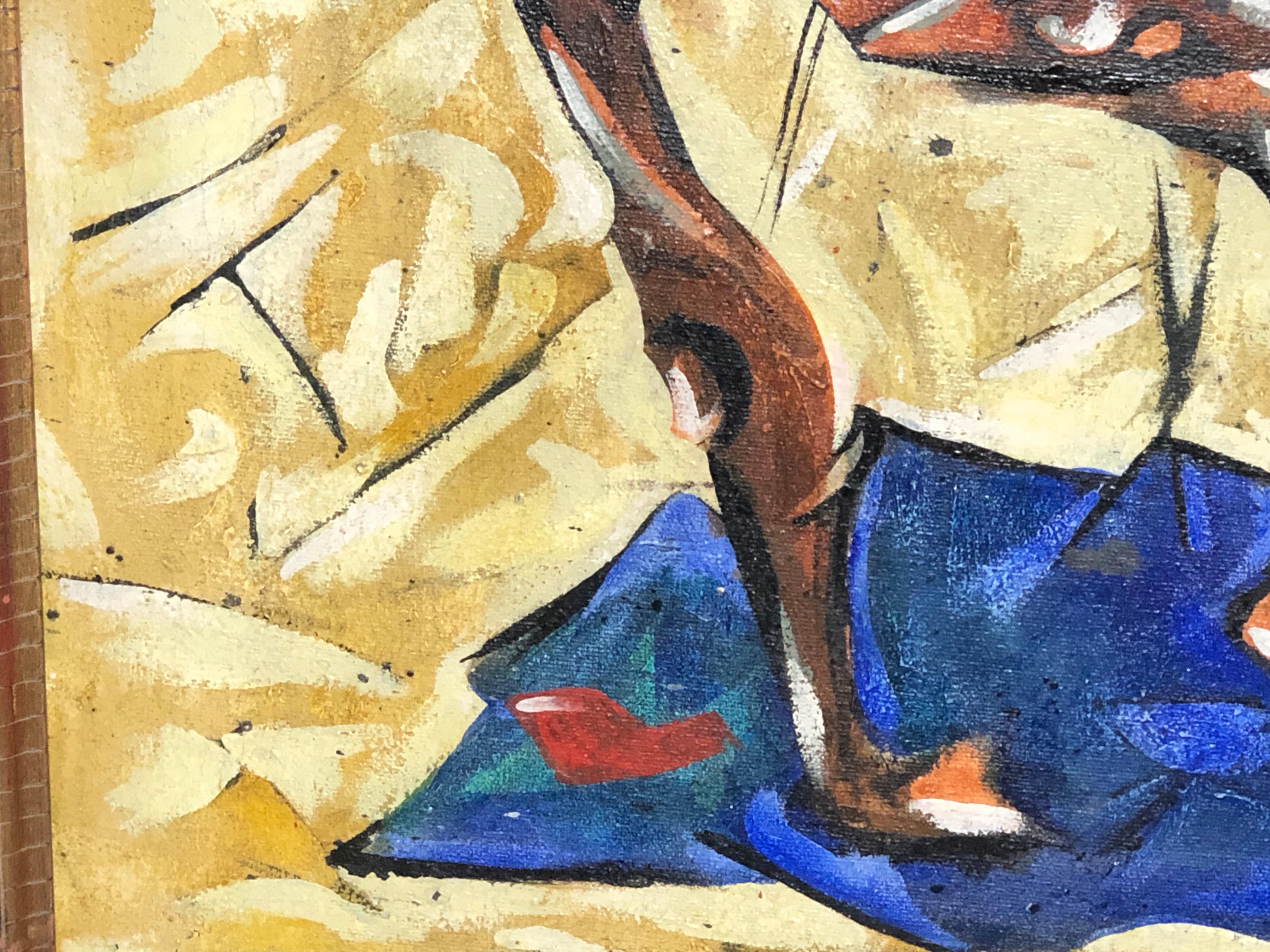 Painted Donald Alvin Jarvis Abstract Modernist Painting Oil on Canvas For Sale