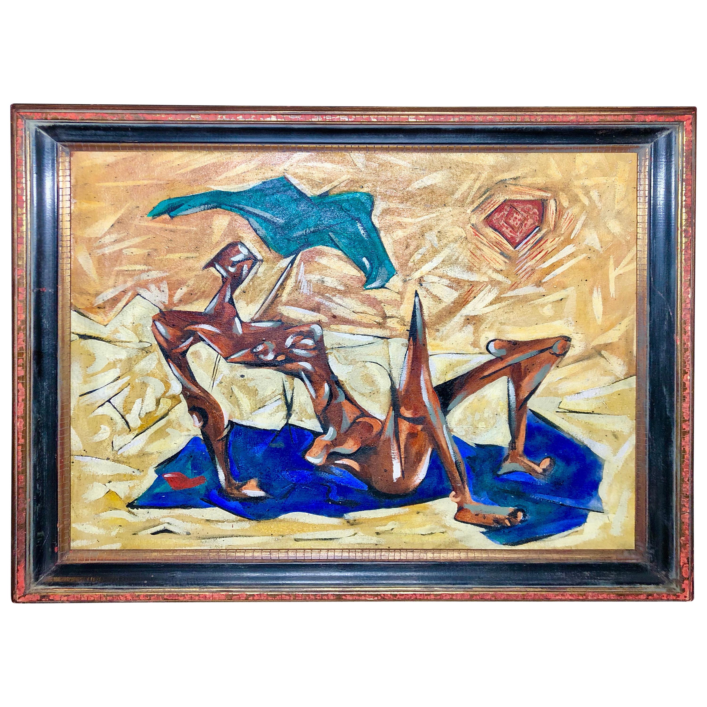 Donald Alvin Jarvis Abstract Modernist Painting Oil on Canvas For Sale