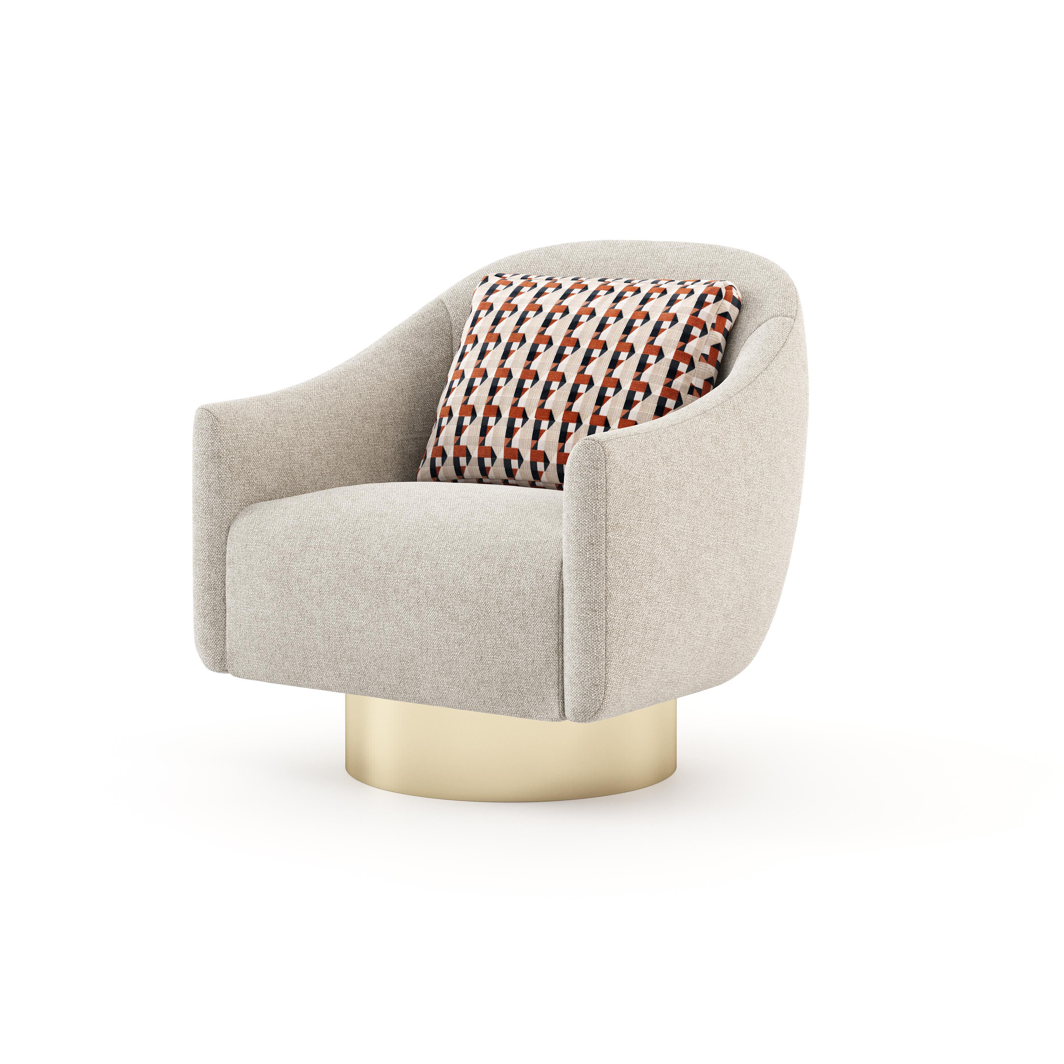 Portuguese 21st-century armchair upholstered with customisable fabric and metallic accents For Sale
