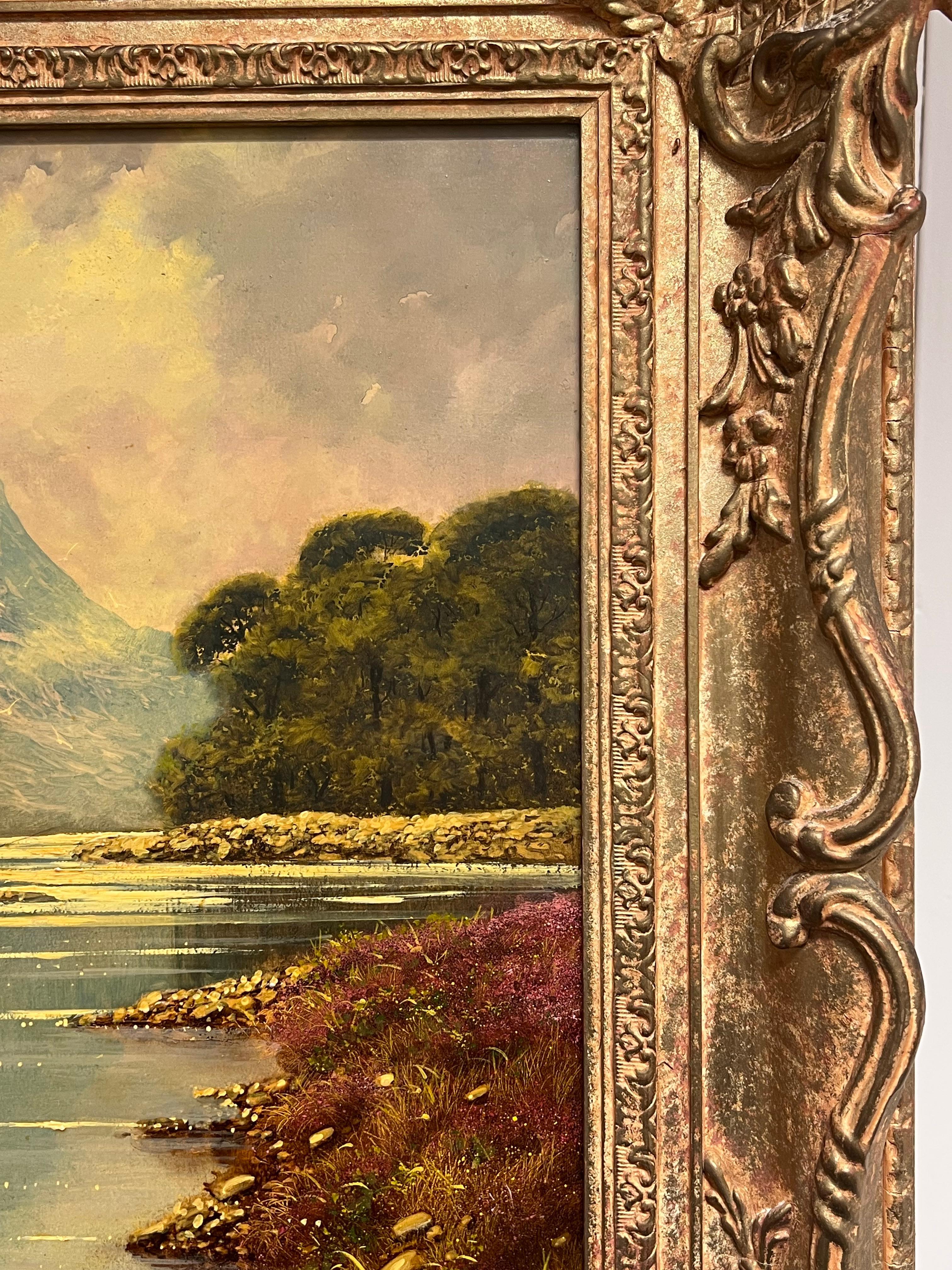 Pesca en Loch Maree
de Donald Ayres (británico, 1936)
óleo sobre tabla firmado, enmarcado
enmarcado: 22 x 18 pulgadas
tablero: 16 x 22 pulgadas 
Procedencia: colección privada, Inglaterra
Estado: muy buen estado

Para más información, ponte en