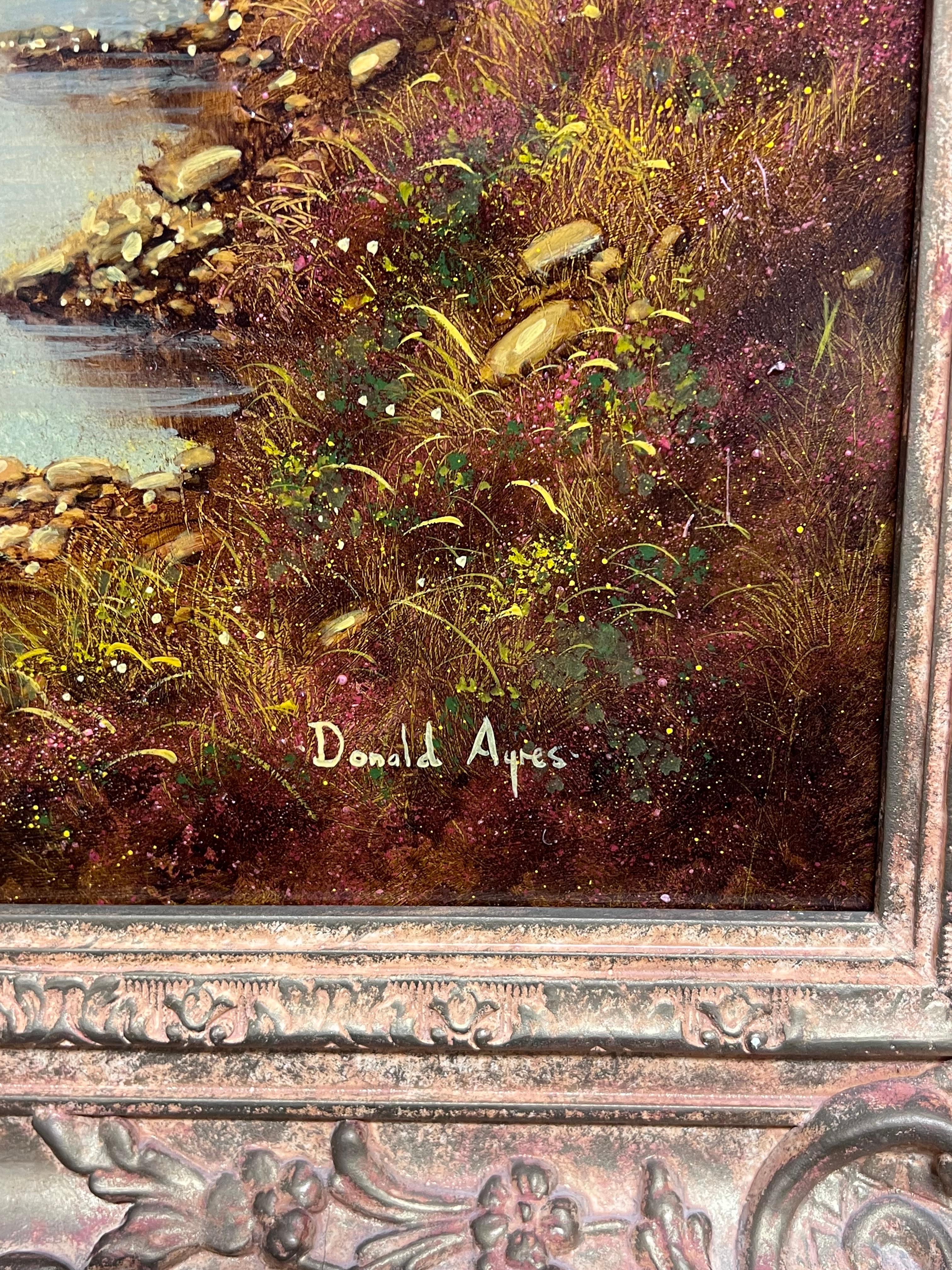 Pescador en las Tierras Altas de Escocia Loch Maree Firmado Pintura al óleo británica Enmarcado en venta 1