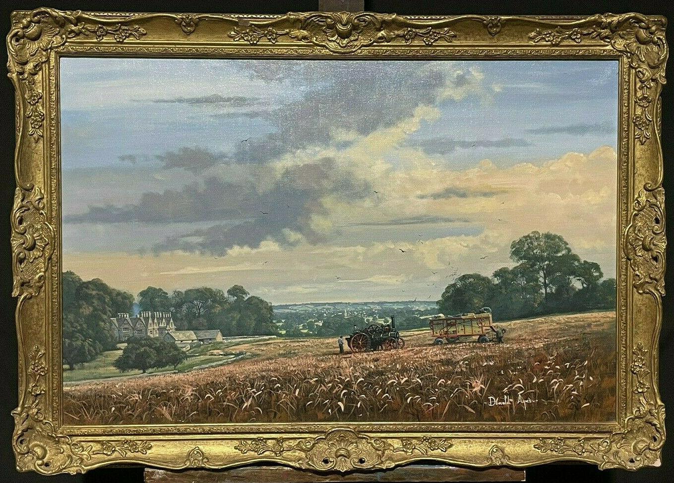 Donald Ayres - Large Original English Signed Oil Painting - Traditional  Farming Landscape For Sale at 1stDibs