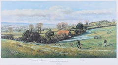 The Clifton Foot Beagles on Butcombe Hill hunting lithograph by Donald Ayres