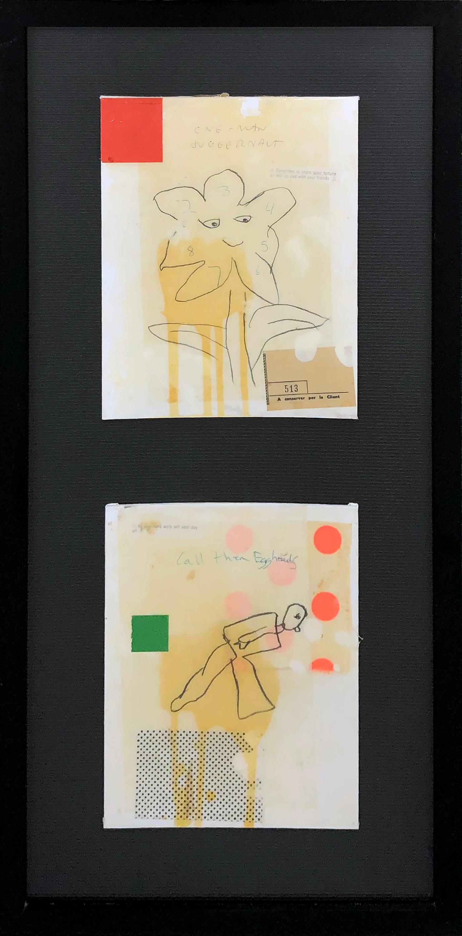 Call Them Eggheads & One Man Juggernaut (unique set of 2 collages)