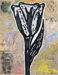 Donald Baechler, BLACK FLOWER, 2014, mixed media and collage on paper
