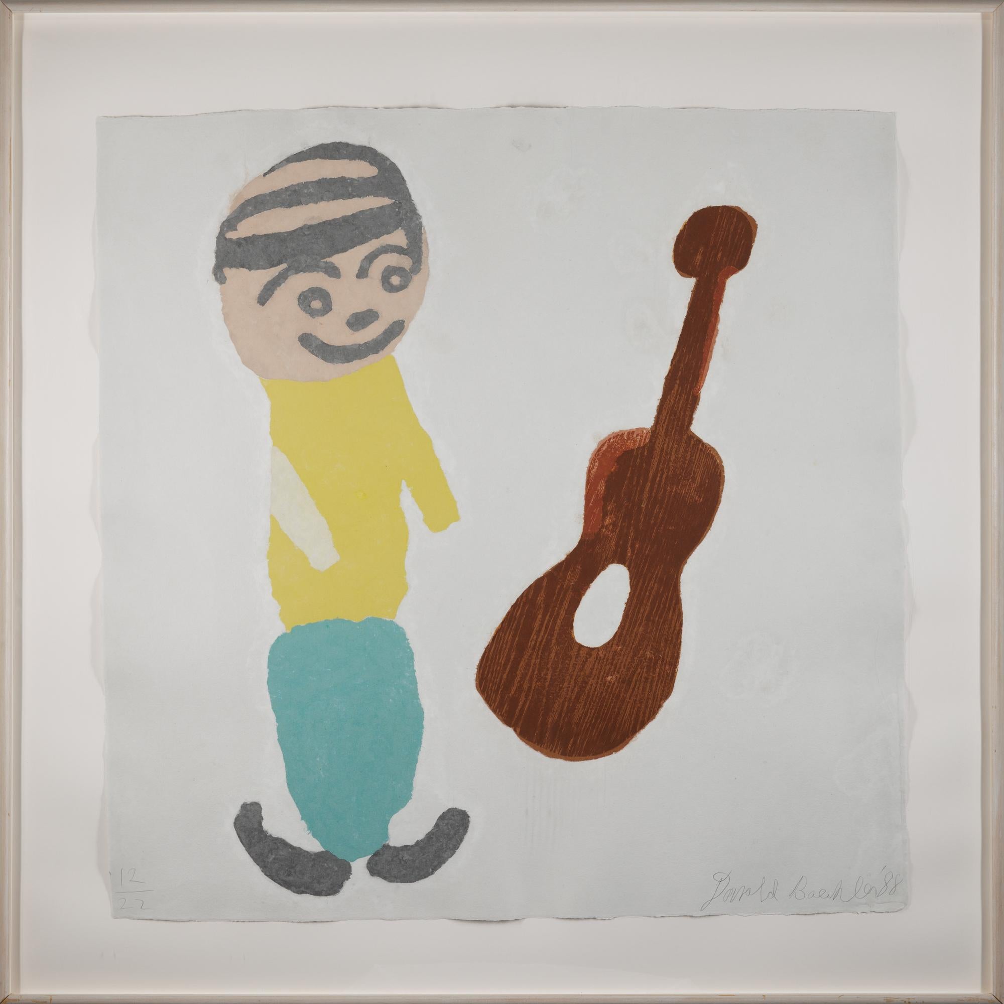 Donald Baechler Figurative Print - Boy with Guitar