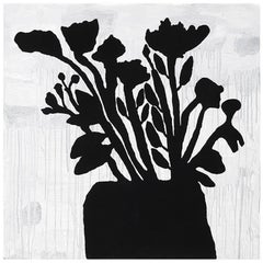 Donald Baechler, Black Flowers, Screenprint with Flocking, 2009