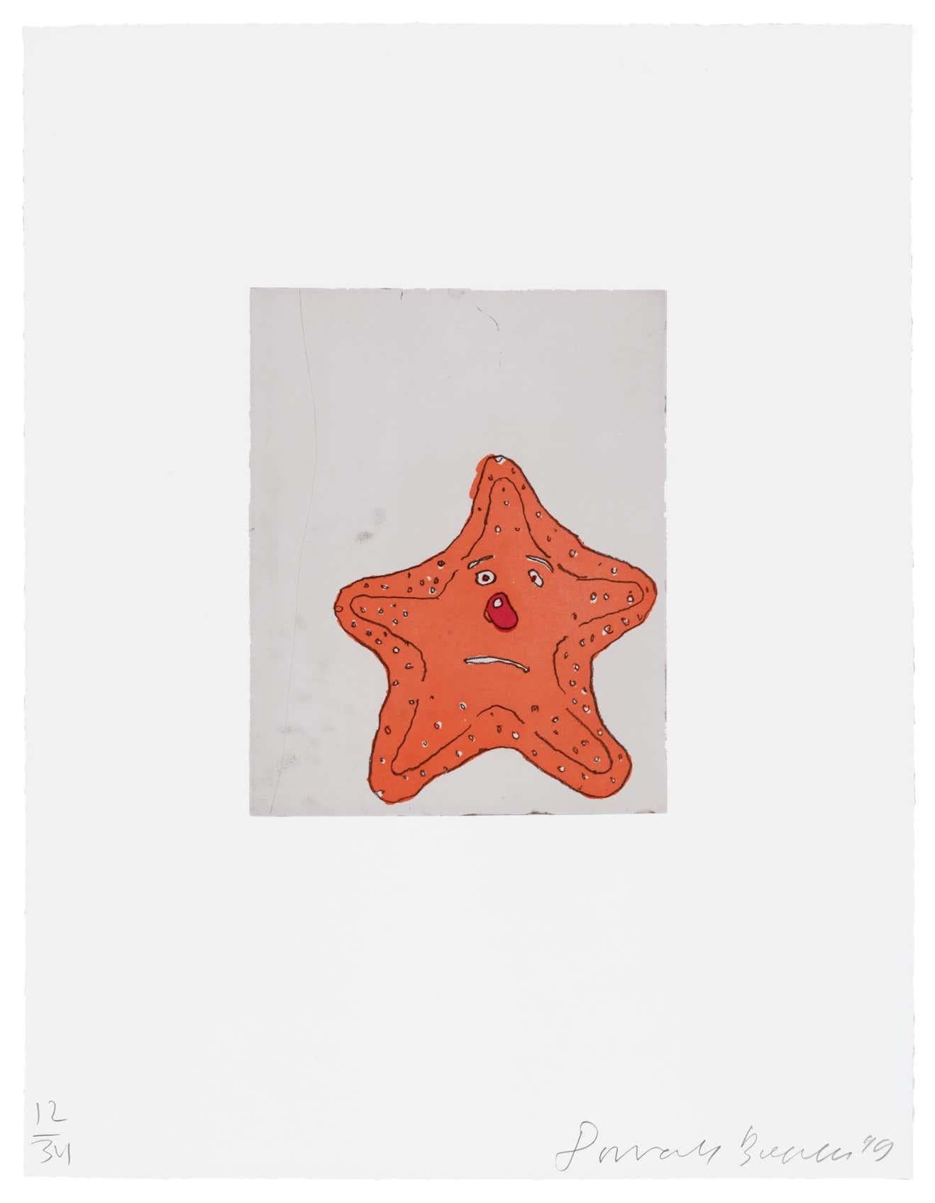 Donald Baechler, Starfish, 1999:
A fun, whimsical, and highly decorative signed limited edition Baechler piece that works well in any setting.  
 
Medium: Soft-ground etching and aquatint on Magnani Pescia paper.
Overall size including boarders: 22